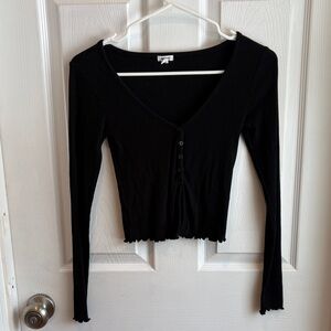 Garage Black Long Sleeve Button-Up Top